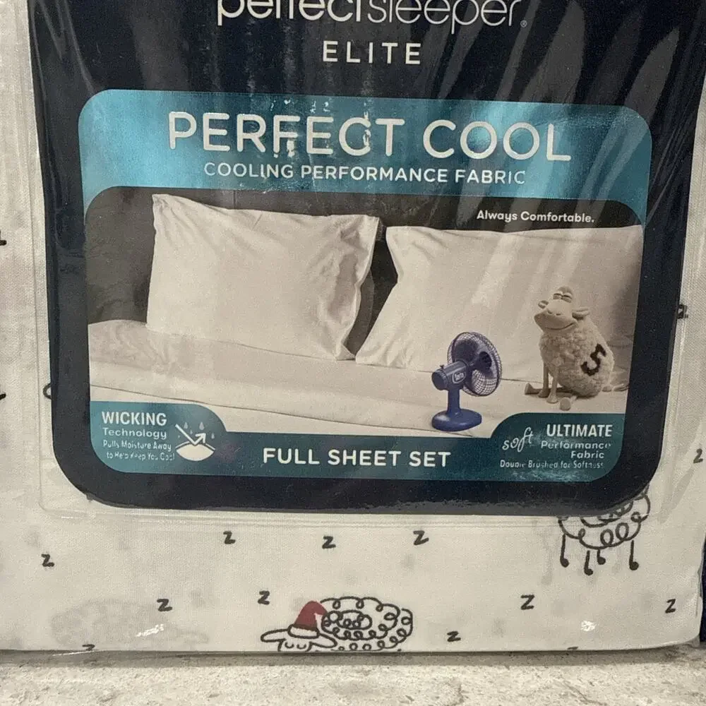 6 Pc SANTA SHEEP Full Serta Perfect Sleeper Elite Cooling Cool Fabric Sheet Set
